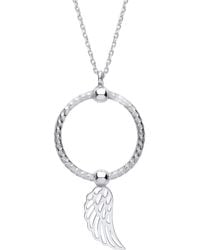 Jewelco London - Snake Circle Angel Wing Pendant Necklace 16" - Lyst
