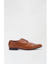 Burton - Tan Leather Look Derby Shoes - Lyst