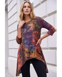 Roman - Textured Print Hanky Hem Top - Lyst