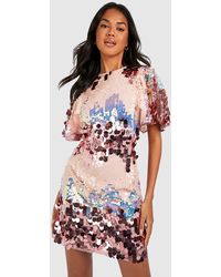 Boohoo - Sequin Ombre Shift Party Dress - Lyst