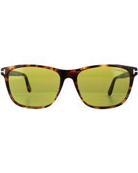 Tom Ford - Rectangle Havana Green Sunglasses - Lyst