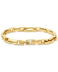 Jewelco London - Plated Steel Rectangular Block Link Chain Bracelet 6Mm 8" - Lyst