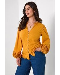 Joe Browns - Jersey Button Through Blouse With Embroidered Sleeve - Lyst
