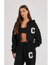 CERNUCCI - C Intarsia Cropped Zip Through Knitted Hoodie - Lyst