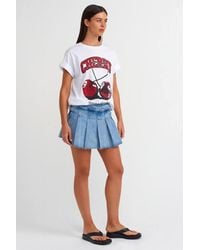 Dilvin - Mid-Waist Mini Denim Skater Skirt - Lyst