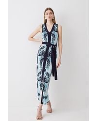 Karen Millen - Tall Slinky Jacquard Sleeveless Knitted Maxi Dress - Lyst