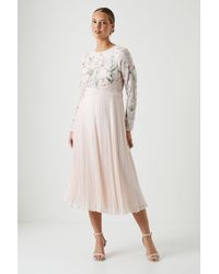 Coast - Floral Embroidered Wrap Waist Pleated Bridesmaids Dress - Lyst