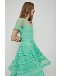 Warehouse - Tulle Square Neck Frill Mini Dress - Lyst