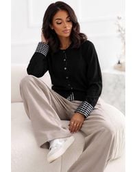 Love Lace - Viscose Round Neck Long Sleeve Cardigan With Buttons - Lyst