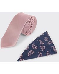 Burton - Pink Texture And Paisley Pocket Square Set - Lyst