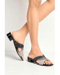 Miss Diva - Cordelia 5 Diamante Single Band Block Heel Mule - Lyst