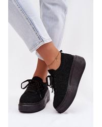 Love Lace - Summer Platform Faux Leather Chunky Trainers - Lyst