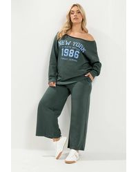 Yours - 'New York' Off-Shoulder Sweatshirt & Jogger Set - Lyst