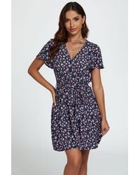 FS Collection - Floral Print Hem Tiered Wrap Mini Dress - Lyst