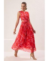 WOVCOR - Twist Waist Cut Out Sleeveless Maxi Dress - Lyst