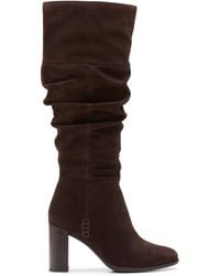 Clarks - Freva 85 Slouch Dark Suede Knee High Boots - Lyst