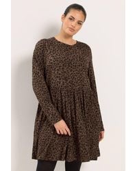 Yours - Leopard Print Peplum Mini Dress - Lyst