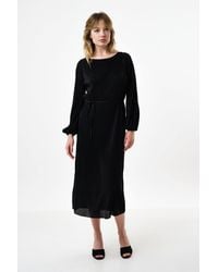 Louche - Milene Pleat Long Sleeve Midi Dress - Lyst