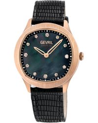 Gevril - Morcote Swiss Diamond Black Mop Italian 10057 Leather Swiss Quartz Watch - Lyst