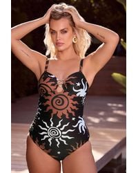 Yours - Celestial Print Bandeau Swimsuit - Lyst