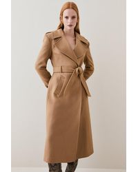Karen Millen - Italian Virgin Wool Blend Strong Shoulder Coat - Lyst
