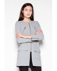 Love Lace - Straight Zip Coat With Slit & Decor Pockets - Lyst
