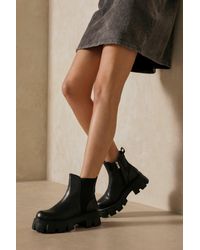 MissPap - Leather Look Chunky Chelsea Ankle Boots - Lyst