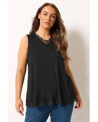 Yours - Lace Trim Vest Top - Lyst
