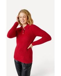 DAMART - Cosy Soft-Knit Long Sleeved Polo Collar Jumper With Jewelled Buttons - Lyst