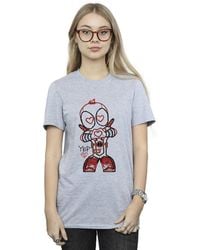 Marvel - Deadpool Love Beam Line Cotton Boyfriend T-Shirt - Lyst