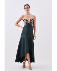 Karen Millen - Petite Figure Form Bandage Corset Embellished Knit Midaxi Dress - Lyst
