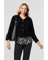Izabel London - Flannel Cropped Pocket Front Shacket - Lyst