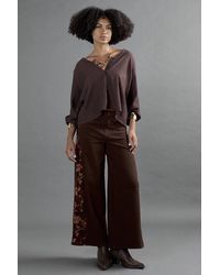 Apricot - Floral Embroidered Wide-Leg Jeans - Lyst