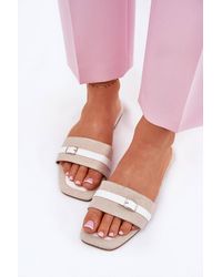 Love Lace - Flat Textile Flip Flops With Thin Front Buckle Strap Summer - Lyst