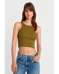 Dilvin - Ribbed Cotton-Blend Sleeveless Crop Top - Lyst