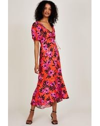 Monsoon - 'kerry' Satin Jacquard Floral Print Dress - Lyst