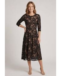 Izabel London - Floral Mesh Layered Midi Skater Dress - Lyst