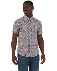 Ben Sherman - Short Sleeve Multicoloured Floral Print Slim Fit Shirt - Lyst