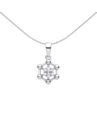 Jewelco London - Cz Hexagon Honeycomb Molecular Structure Pendant Necklace - Lyst