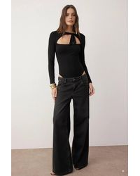 WOVCOR - Asymmetric Cut-Out Knit Bodysuit W/ Tie Neck Detail - Lyst