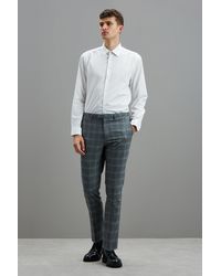Burton - Grey Fine Check Skinny Fit Suit Trousers - Lyst