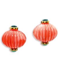 Michael Nash Jewelry - Luisa Carved Coral & Jade Resin Earrings - Lyst