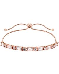 Simply Silver - 14ct Rose Gold Plated Sterling Silver 925 With Cubic Zirconia Emerald And Solitaire Mix Toggle Bracelet - Lyst