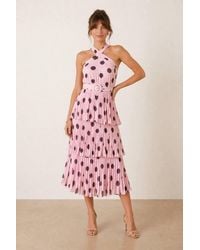 Style Cheat - Paige Halter Tiered Pleated Belted Dress Polka Dot - Lyst