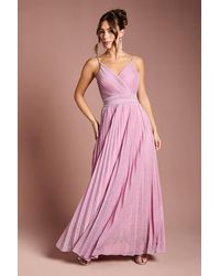 Coast - V Neck Cami Shimmer Pleated Maxi Dress - Lyst