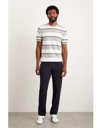 Burton - Slim Fit Grey Short Sleeve Stripe Knitted T-shirt - Lyst