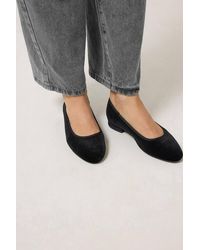 Long Tall Sally - Velvet Low Block Heel Ballerina Pumps - Lyst