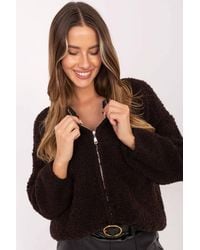 Love Lace - Boucle Zip Cardigan Sweater With Round Neck - Lyst