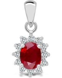 Jewelco London - 18Ct Diamond Ruby Royal Cluster Cluster Pendant - Lyst