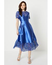 Coast - Twill Midi Dress With Lace Hem And Top - Lyst